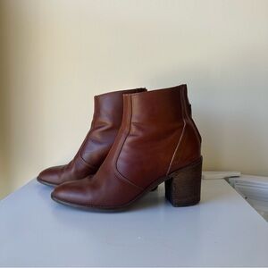 Madewell Ames Cognac Brown Leather Ankle Boots